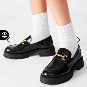 💫SALE Steve Madden LANDO BLACK LEATHER Platform Loafer Shoes